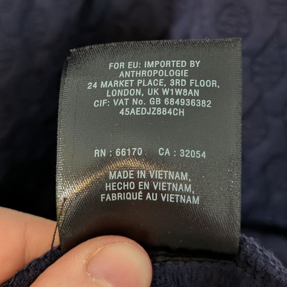 Anthropologie Maeve Fit & Flare Dress Scalloped Navy Blue Quilted Dress Size S - Picture 8 of 9